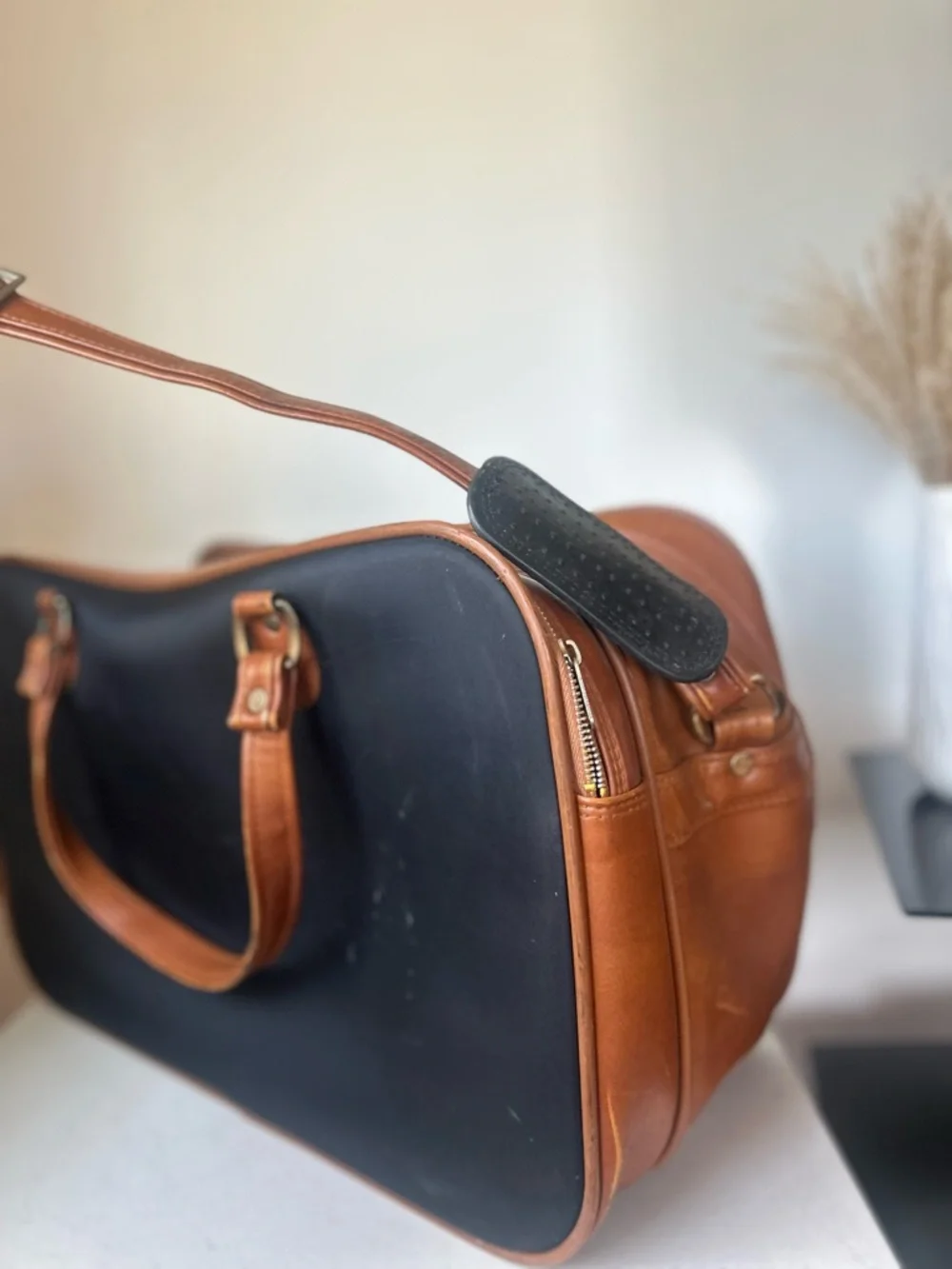 Vintage Black & Brown Travel Weekender Bag